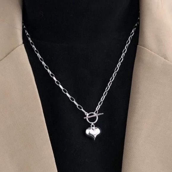 Jewelry - NEW 925 STERLING SILVER NECKLACE HEART LINK CHAIN NECKLACE